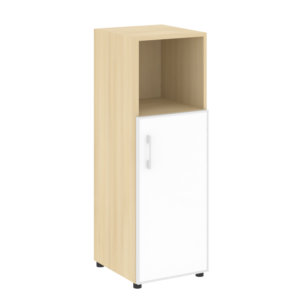 Шкаф узкий Рива Ялта 400*450*1195 Рива Ялта Акация Лорка/Стекло White