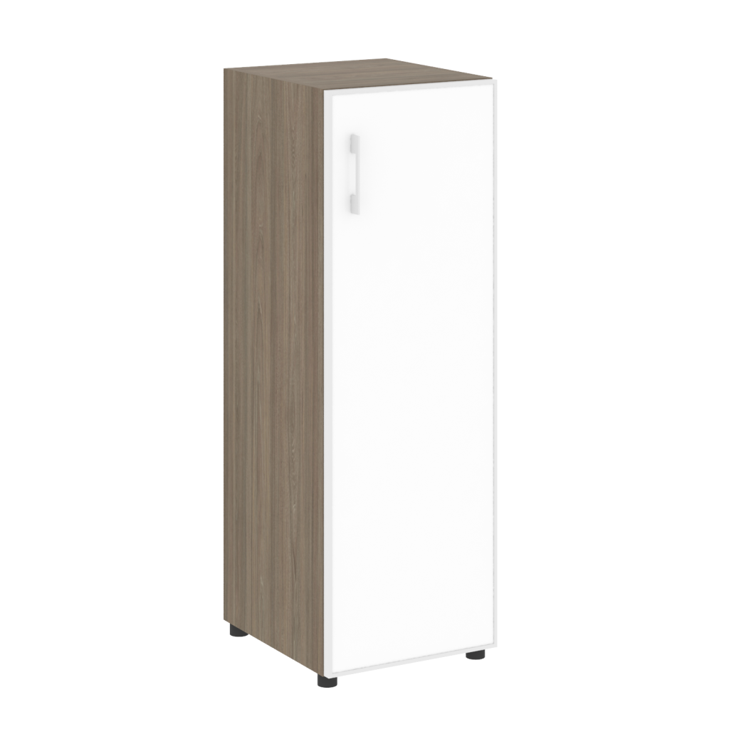Шкаф узкий Рива Ялта 400*450*1195 Рива Ялта Вяз Благородный/Стекло White